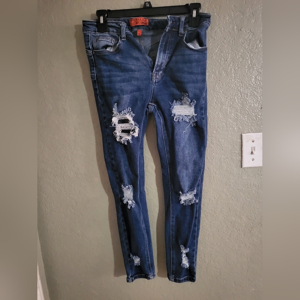 Distressed Blue Jeans
